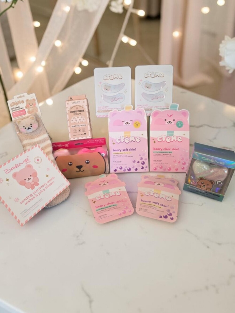 Crème Beary Soft Pink Face Mask Set for Women